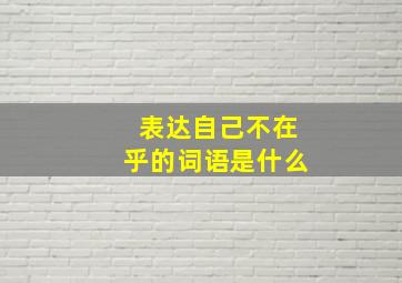 表达自己不在乎的词语是什么