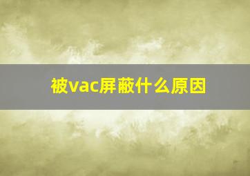 被vac屏蔽什么原因