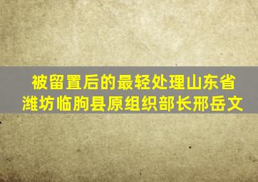 被留置后的最轻处理山东省潍坊临朐县原组织部长邢岳文