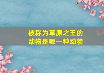 被称为草原之王的动物是哪一种动物