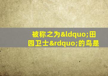 被称之为“田园卫士”的鸟是