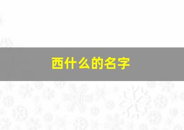 西什么的名字