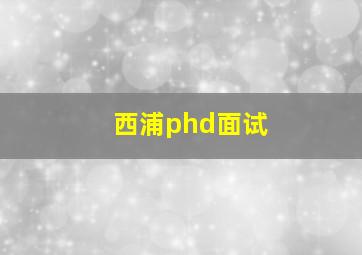 西浦phd面试