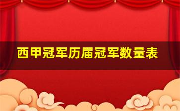 西甲冠军历届冠军数量表