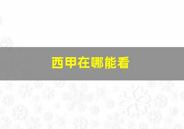 西甲在哪能看