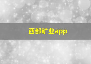 西部矿业app