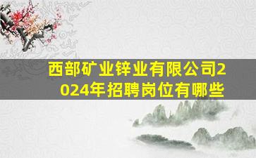 西部矿业锌业有限公司2024年招聘岗位有哪些