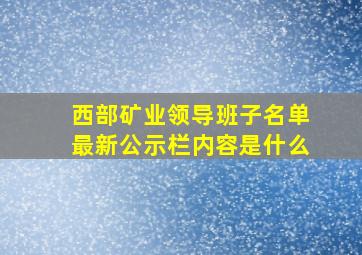 西部矿业领导班子名单最新公示栏内容是什么