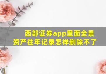 西部证券app里面全景资产往年记录怎样删除不了