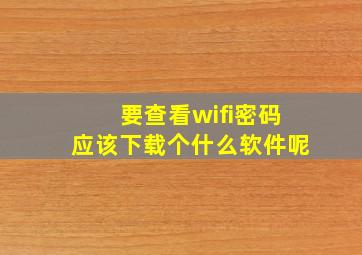 要查看wifi密码应该下载个什么软件呢