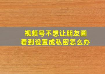 视频号不想让朋友圈看到设置成私密怎么办