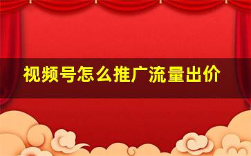 视频号怎么推广流量出价