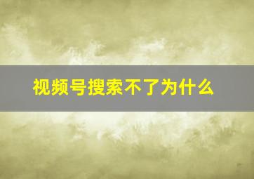 视频号搜索不了为什么