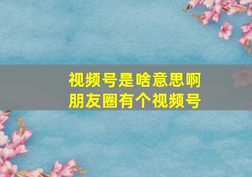 视频号是啥意思啊朋友圈有个视频号