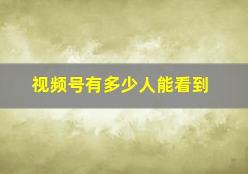 视频号有多少人能看到