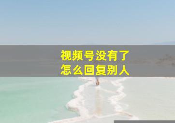 视频号没有了怎么回复别人