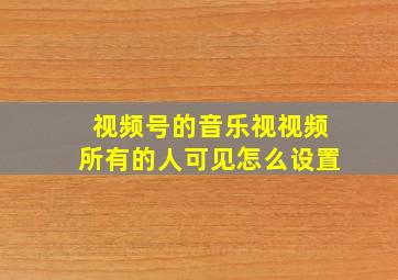 视频号的音乐视视频所有的人可见怎么设置