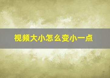 视频大小怎么变小一点