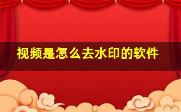 视频是怎么去水印的软件