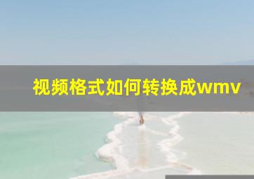 视频格式如何转换成wmv