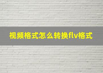 视频格式怎么转换flv格式