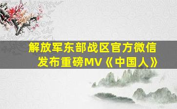 解放军东部战区官方微信发布重磅MV《中国人》