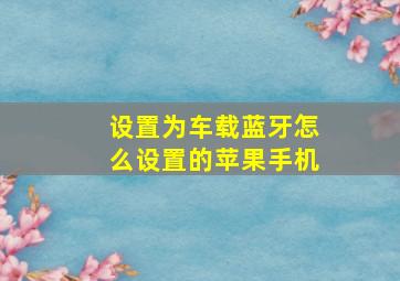 设置为车载蓝牙怎么设置的苹果手机