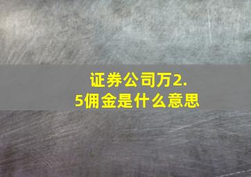 证券公司万2.5佣金是什么意思