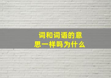 词和词语的意思一样吗为什么