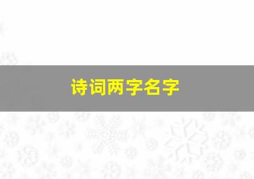 诗词两字名字