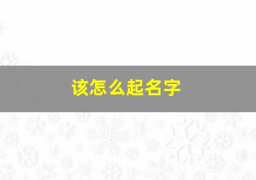 该怎么起名字