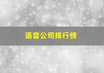 语音公司排行榜