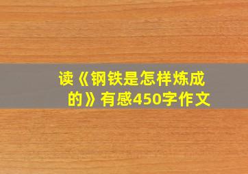 读《钢铁是怎样炼成的》有感450字作文