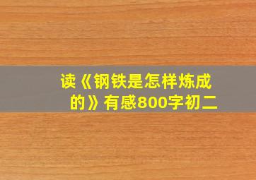 读《钢铁是怎样炼成的》有感800字初二