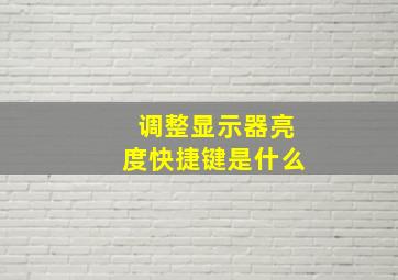 调整显示器亮度快捷键是什么