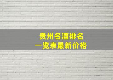 贵州名酒排名一览表最新价格