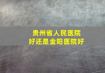 贵州省人民医院好还是金阳医院好