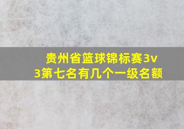 贵州省篮球锦标赛3v3第七名有几个一级名额