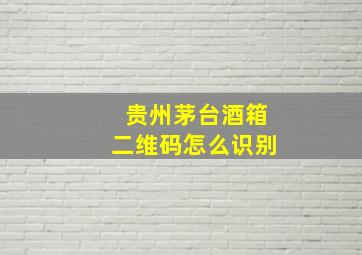 贵州茅台酒箱二维码怎么识别