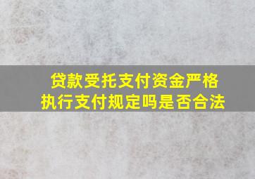 贷款受托支付资金严格执行支付规定吗是否合法