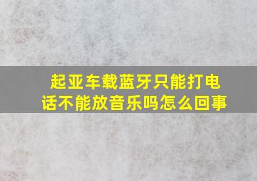 起亚车载蓝牙只能打电话不能放音乐吗怎么回事