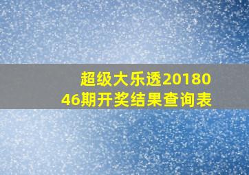 超级大乐透2018046期开奖结果查询表