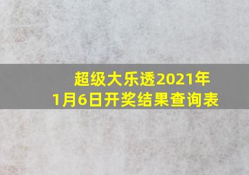 超级大乐透2021年1月6日开奖结果查询表