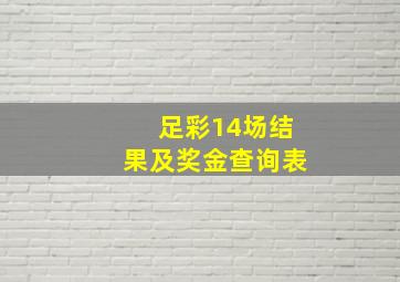 足彩14场结果及奖金查询表