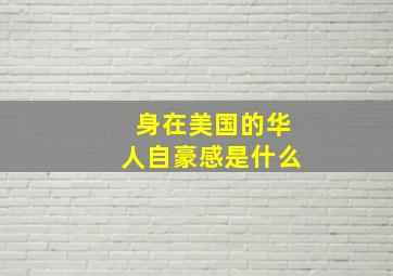 身在美国的华人自豪感是什么