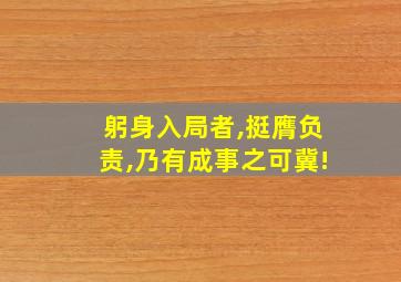 躬身入局者,挺膺负责,乃有成事之可冀!