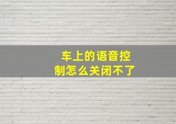 车上的语音控制怎么关闭不了