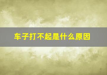 车子打不起是什么原因