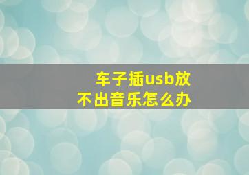 车子插usb放不出音乐怎么办