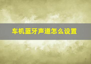 车机蓝牙声道怎么设置